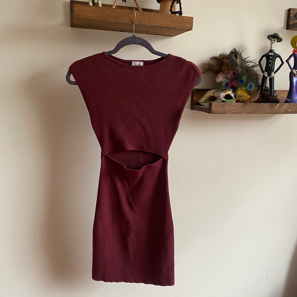 Wilfred Free Cutout Mini Dress in Burgundy